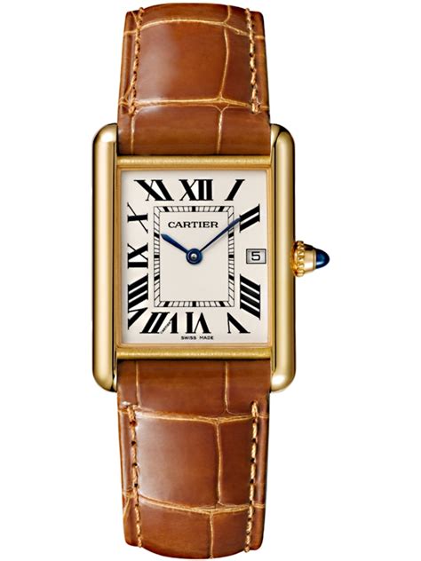 cartier watvh|cartier gold leather watch.